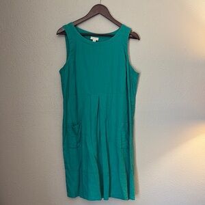 J. Jill Teal Sleeveless Linen Dress